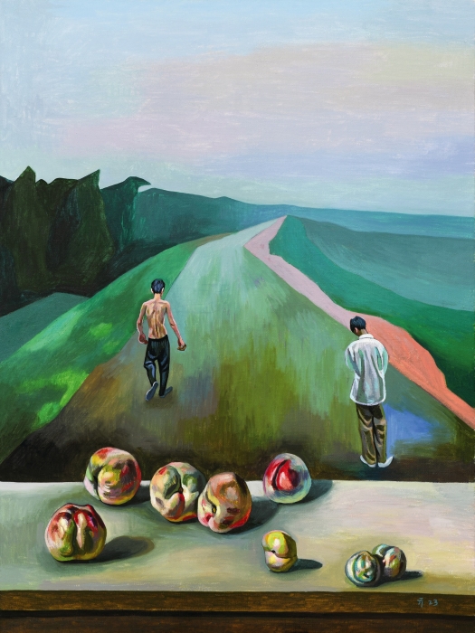 亓文章 静物或走向田野的少年 布面油画 100cm × 120cm (2024) 亓文章 静物或走向田野的少年 布面油画 100cm × 120cm (2024)