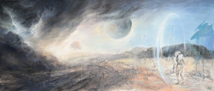 朱可染 火星风暴 布面油画 280cm ×120cm (2024)