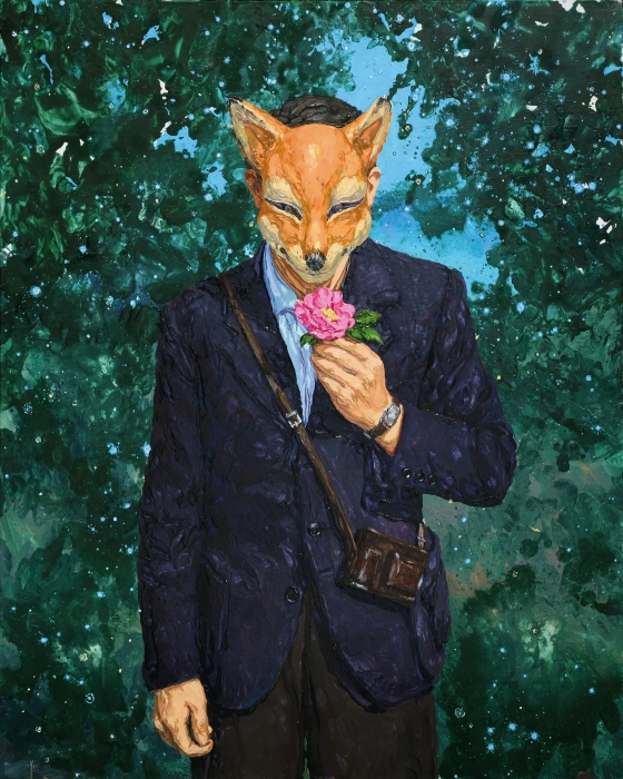 孟思特 戴狐狸面具的少年 布面油画 80cm × 100cm (2025) 孟思特 戴狐狸面具的少年 布面油画 80cm × 100cm (2025)